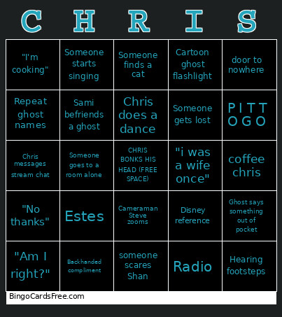 PARANORMAL DETOUR Bingo Card