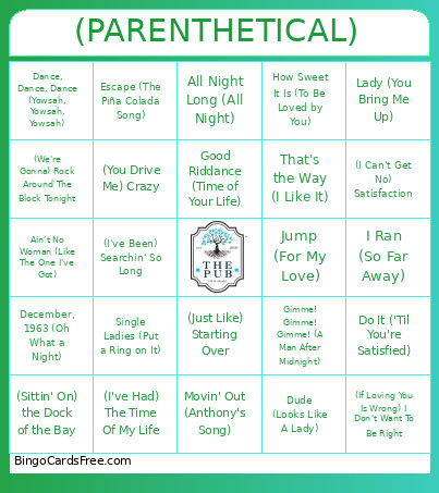 (PARENTHETICAL) Bingo Card
