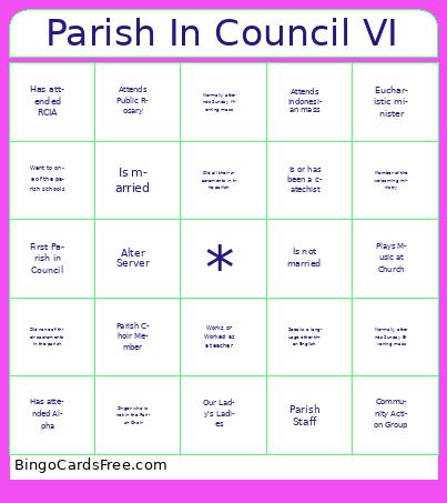 Parish In Council VI Bingo