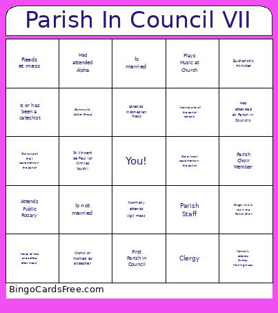 Parish In Council VII Bingo