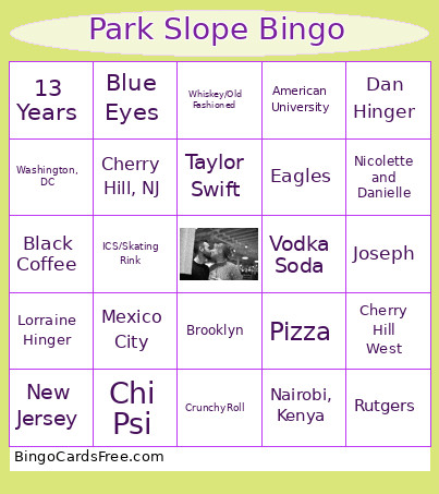 Park Slope Bingo Card