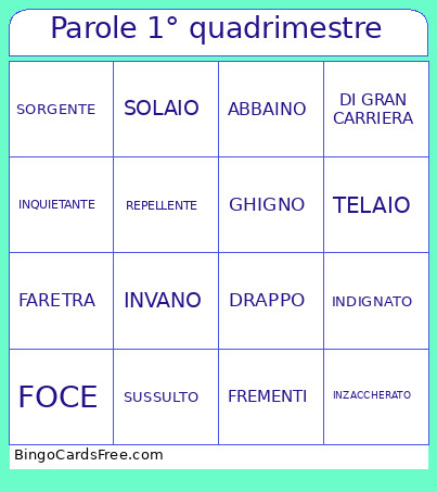 Parole 1° Quadrimestre Bingo Card