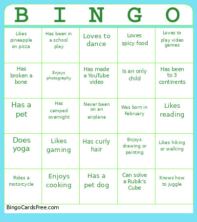 PARTNER's Bingo Card