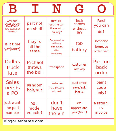 PARTSCDJR Bingo Card