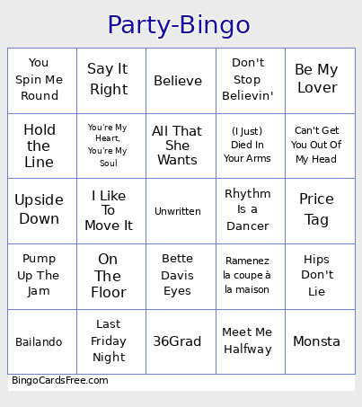 Party- Bingo Card