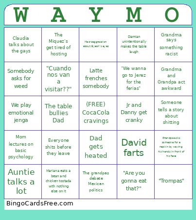 Party Bingo Card