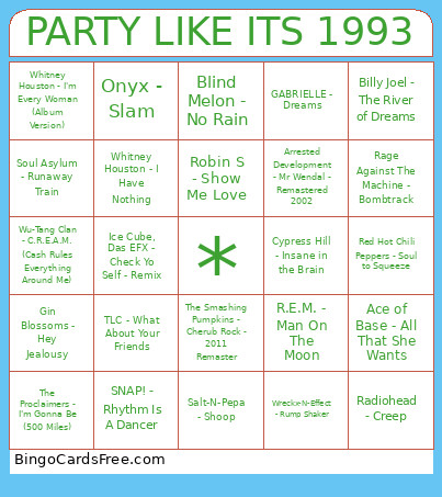 PARTY LIKE ITS 1993 Bingo Card