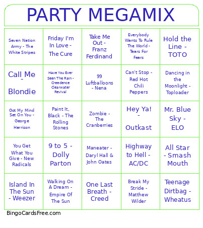 PARTY MEGAMIX Bingo Card