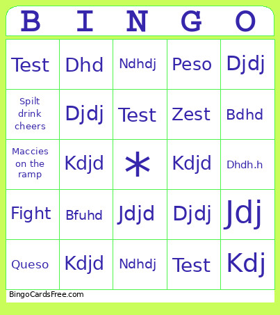 Party Night Bingo Card