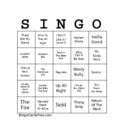 Party Starter V05 Bingo Card