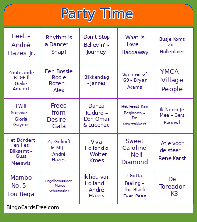 Party Time Bingo Card
