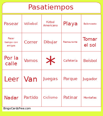 Pasatiempos Bingo Card