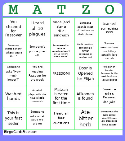 Passover 1 Bingo Card