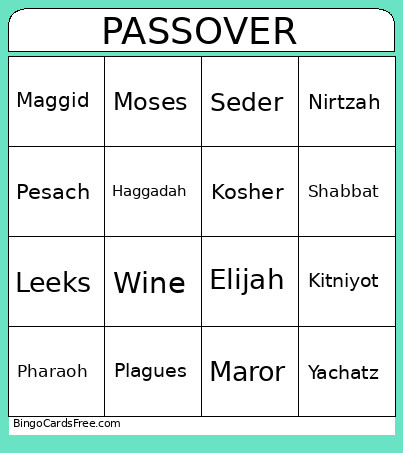 Passover Bingo Card