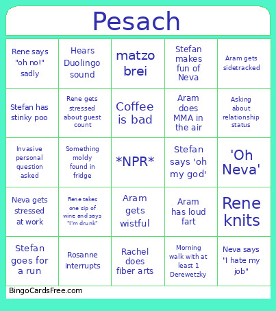 Passover Bingo Card
