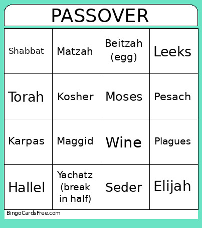 PASSOVER Bingo Card