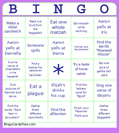 Passover Bingo Card