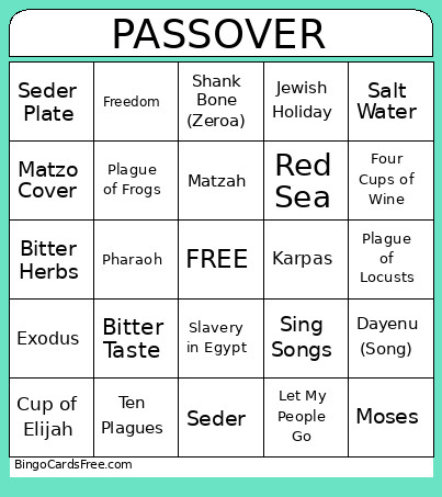 Passover Bingo Card