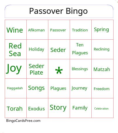 Passover Bingo Cards Free Pdf Printable Game, Title: Passover Bingo