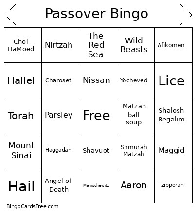 Passover Bingo Card