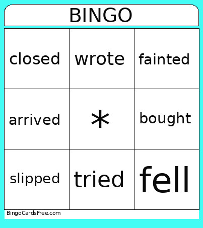 Past Simple Bingo Card
