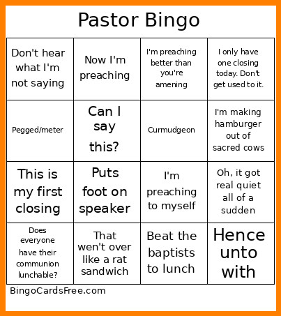 Pastor Bingo Card