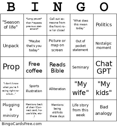 Pastor Bingo