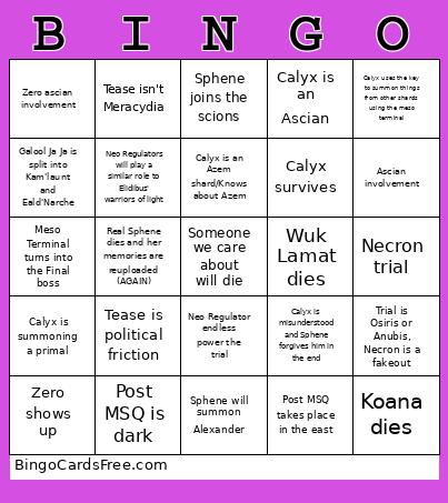 Patch 7.3 Bingo Card