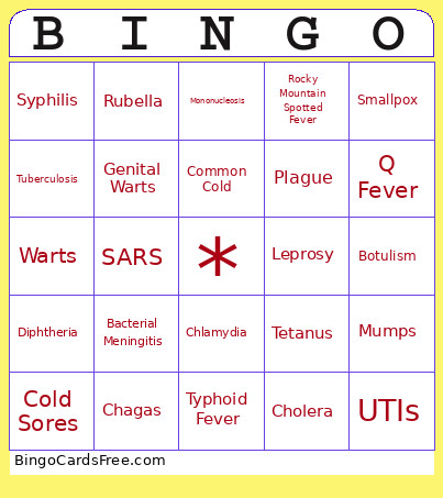 Pathogen Bingo Card