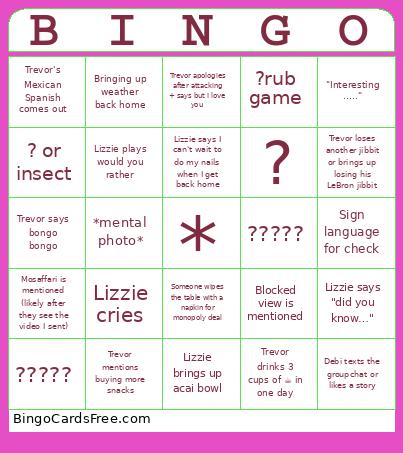 Patrick Bingo Card