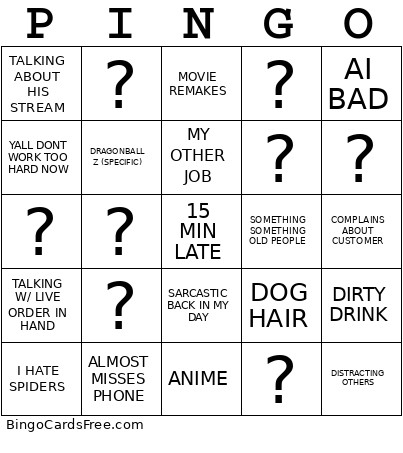 PATRICK Bingo Card