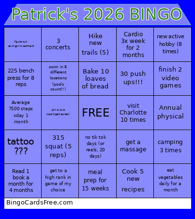Patrick's 2026 Bingo Card