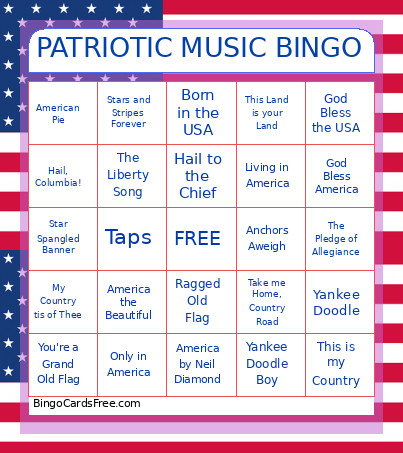PATRIOTIC MUSIC Bingo Card