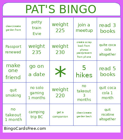 PAT'S Bingo Card
