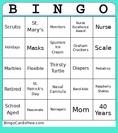 Pat's Bingo Card
