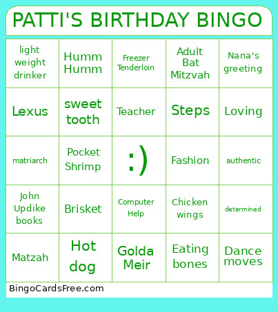 PATTI'S BIRTHDAY Bingo Card