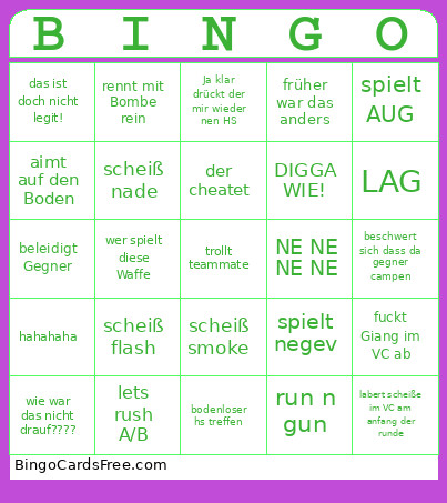 Paul CS Bingo Card