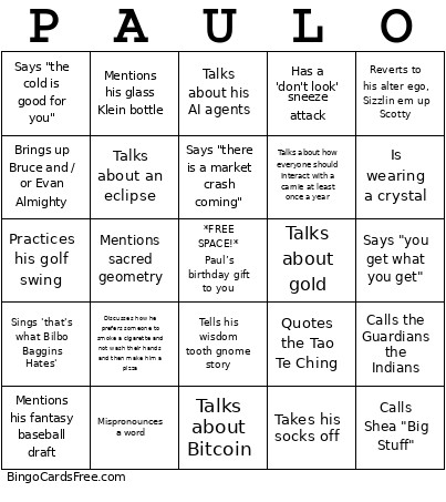 PAULO Bingo Card