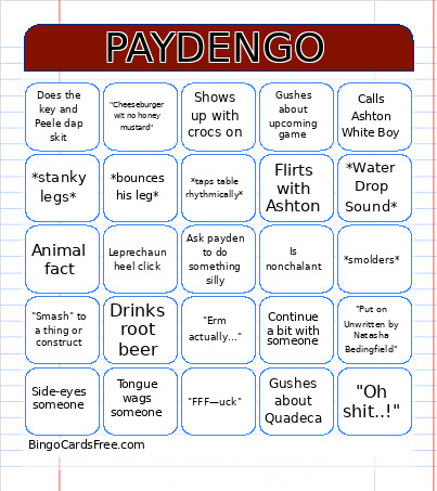 Payden Bingo Card
