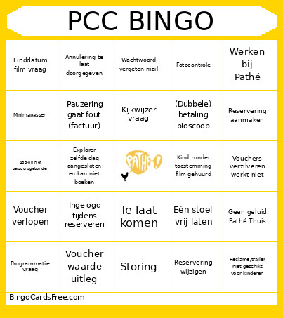 PCC OOO Bingo Card
