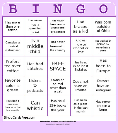 PCFMC Bingo Card