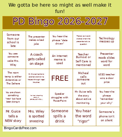 PD 2026-2027 Bingo Card
