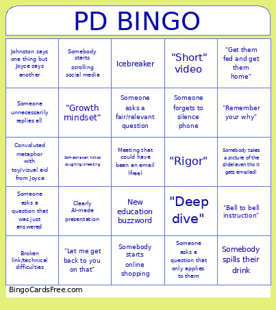 PD Bingo Card