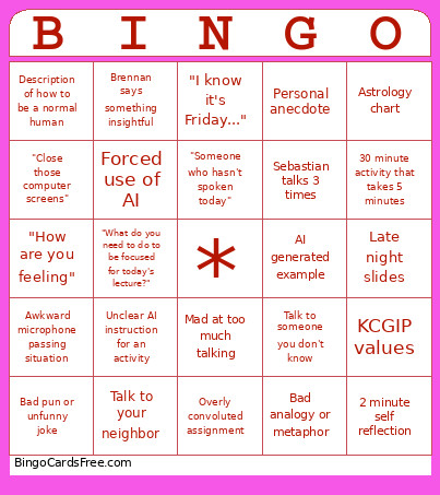 PD Bingo Card