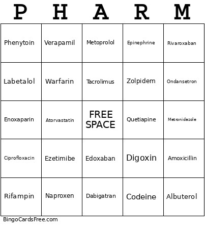 PDC Bingo Card
