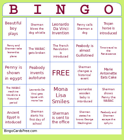 Peabody Bingo Card