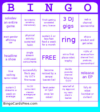 Pearl Colors Bingo Card