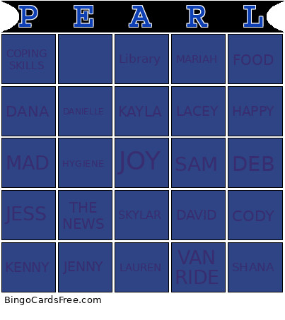 PEARL STREET Bingo Card