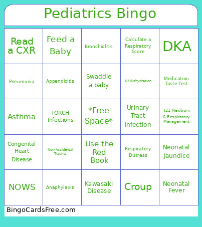 Pediatrics Bingo Card