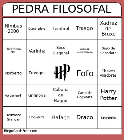 PEDRA FILOSOFAL Bingo Card